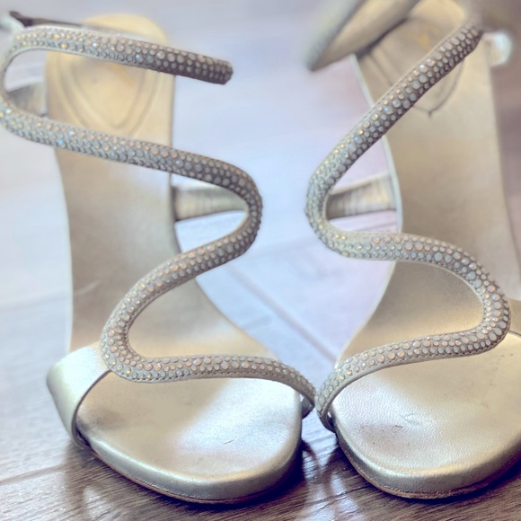 Silver jeweled Giuseppe Zanotti heels; size 38; worn twice - Picture 3 of 6